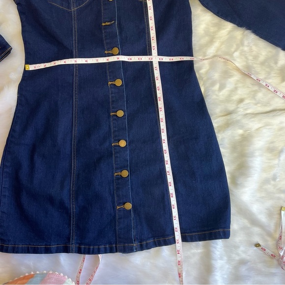 Allegra K Women's 3/4 Sleeve Button Down Denim Shirt Dress Size Small NWT - Picture 13 of 16